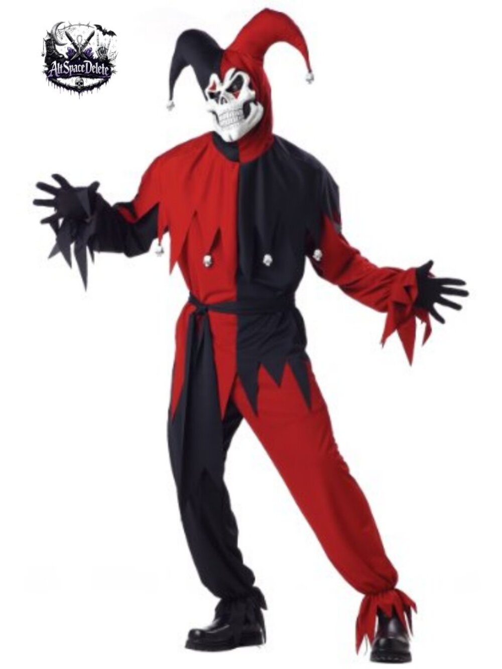 Men's XL Evil Jester Costume Set Jester Outfit Halloween Cosplay